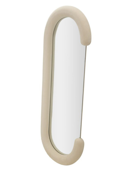 Miroir mural original Ovale 60x160 en Velours Blanc crème Bois Chantal 