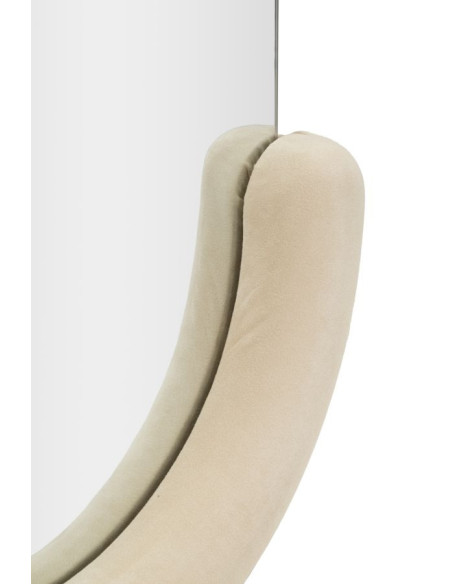 Miroir mural original Ovale 60x160 en Velours Blanc crème Bois Chantal 