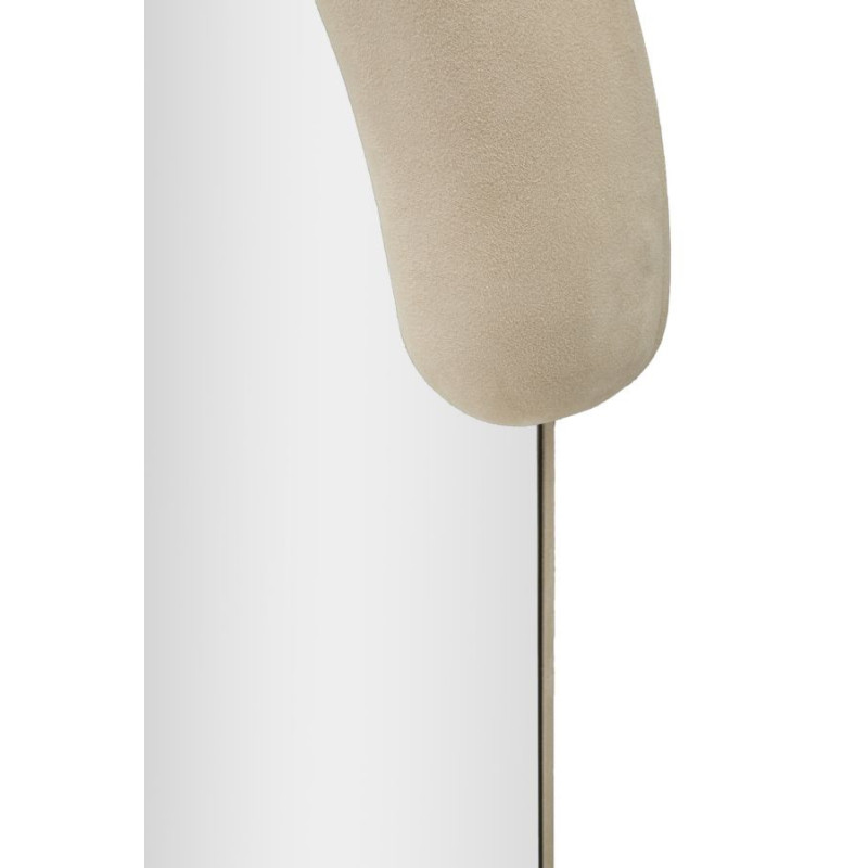 Miroir mural original Ovale 60x160 en Velours Blanc crème Bois Chantal 