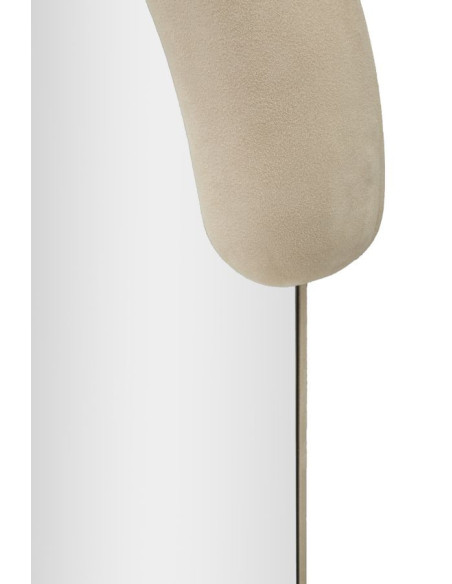 Miroir mural original Ovale 60x160 en Velours Blanc crème Bois Chantal 