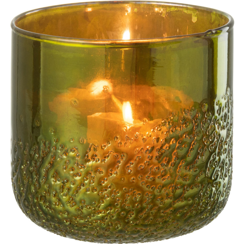 Photophore vert effet miroir en verre 14 cm - 2