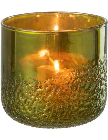 Photophore vert effet miroir en verre 14 cm - 2