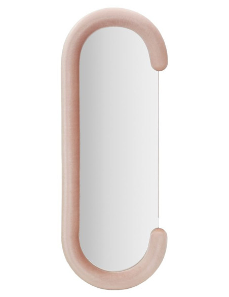 Miroir mural original Ovale 60x160 en Velours Rose Bois Chantal 