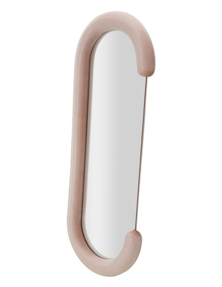 Miroir mural original Ovale 60x160 en Velours Rose Bois Chantal 