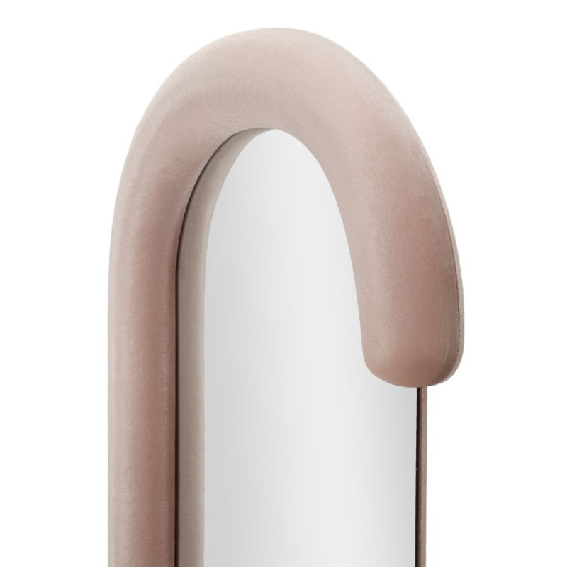 Miroir mural original Ovale 60x160 en Velours Rose Bois Chantal 