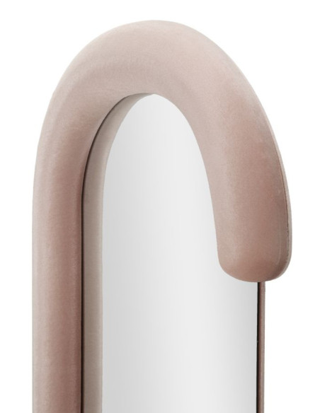 Miroir mural original Ovale 60x160 en Velours Rose Bois Chantal 