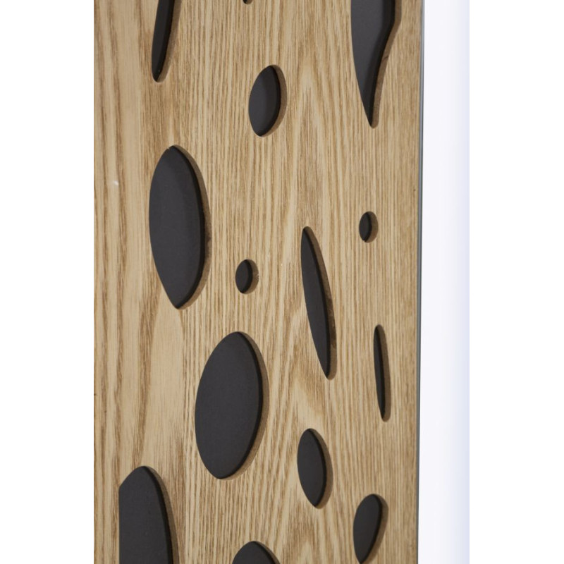 Miroir mural moderne Arrondi 60x90 en Bois de frêne Naturel Noir Terry 