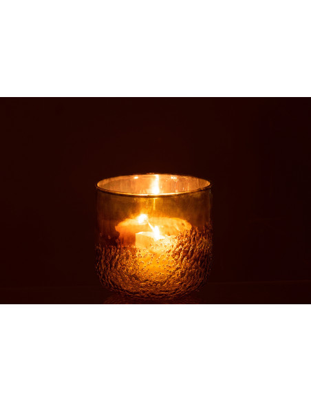 Photophore vert effet miroir en verre 14 cm - 3