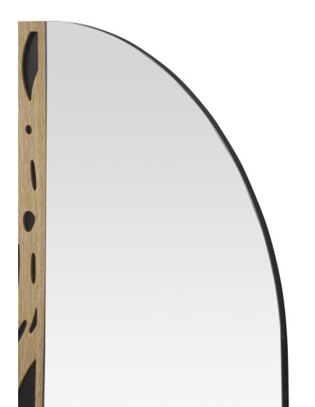 Miroir mural moderne Arrondi 60x90 en Bois de frêne Naturel Noir Terry 