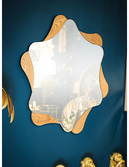 Miroir mural original XL Étoile 80x80 en Bois de frêne Naturel Star 