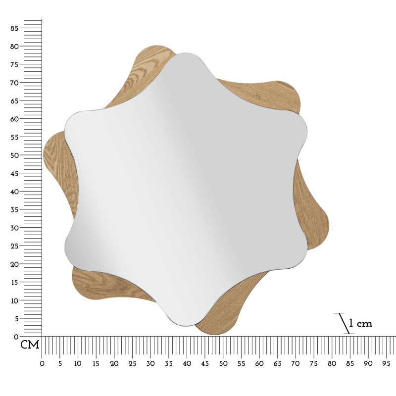 Miroir mural original XL Étoile 80x80 en Bois de frêne Naturel Star 
