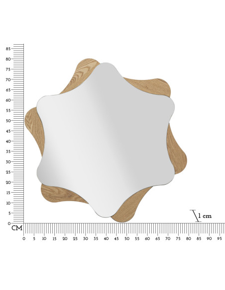 Miroir mural original XL Étoile 80x80 en Bois de frêne Naturel Star 