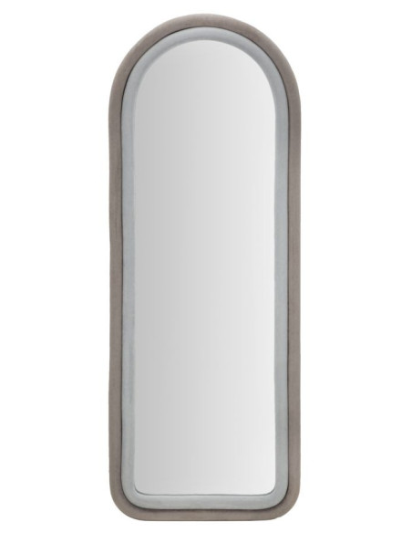 Miroir mural original Arrondi 60x140 en Velours Gris Bois Cloe 