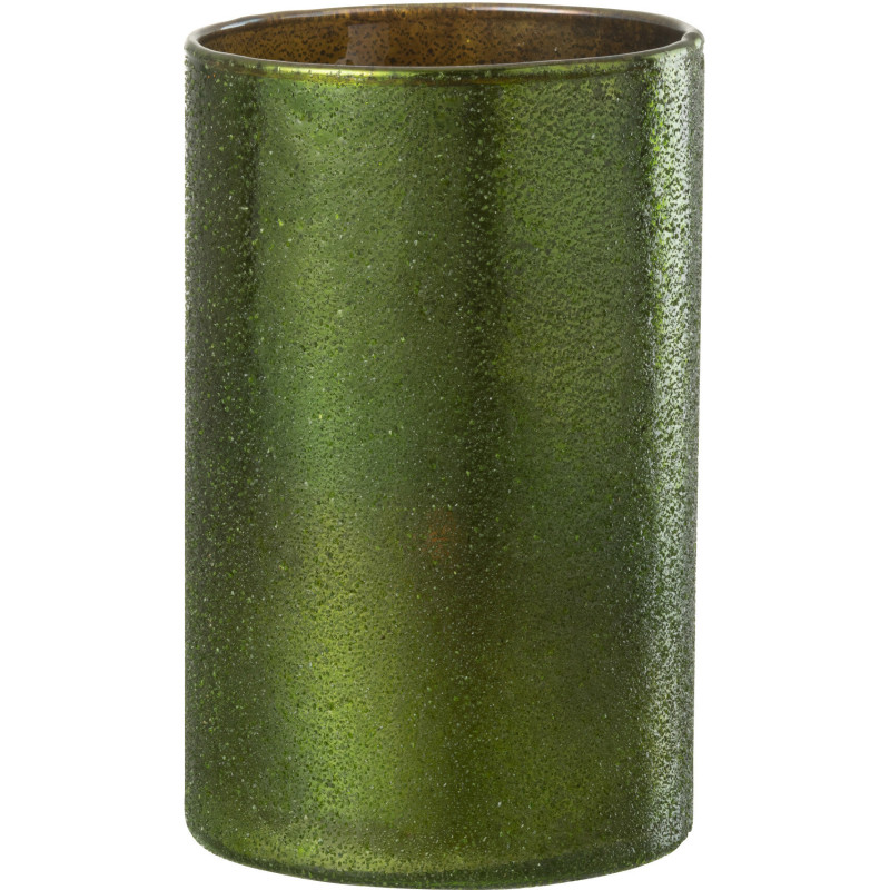 Photophore vert haut effet miroir en verre H20 cm - 1