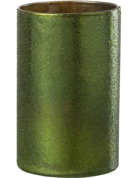 Photophore vert haut effet miroir en verre H20 cm - 1