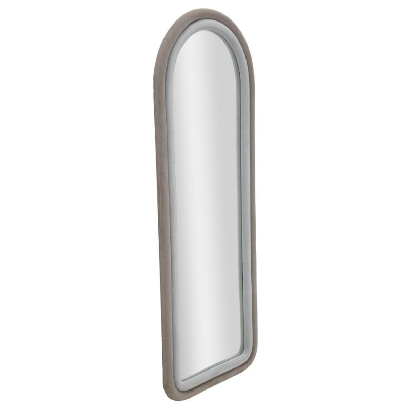 Miroir mural original Arrondi 60x140 en Velours Gris Bois Cloe 