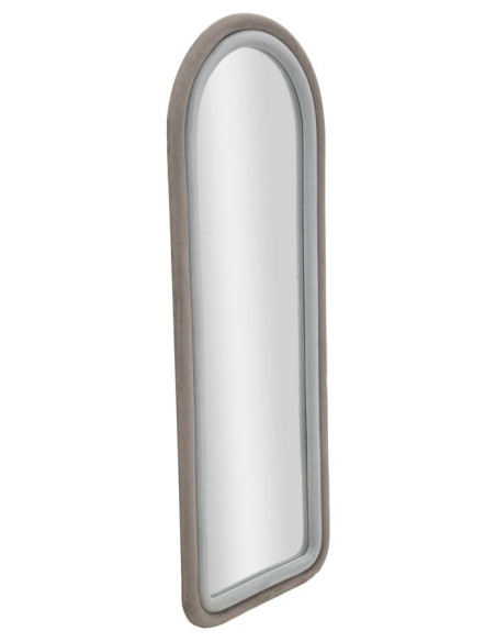Miroir mural original Arrondi 60x140 en Velours Gris Bois Cloe 