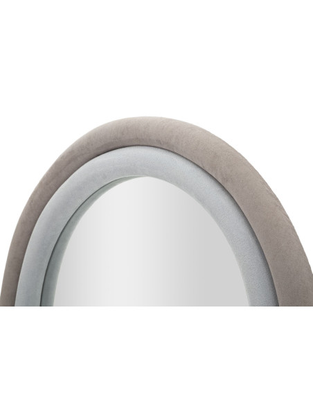 Miroir mural original Arrondi 60x140 en Velours Gris Bois Cloe 