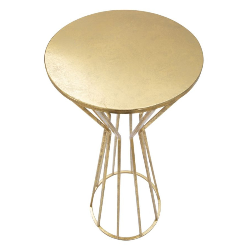 Sellette haute moderne Ronde en Métal Doré Stick 