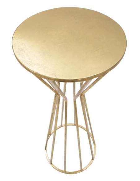 Sellette haute moderne Ronde en Métal Doré Stick 