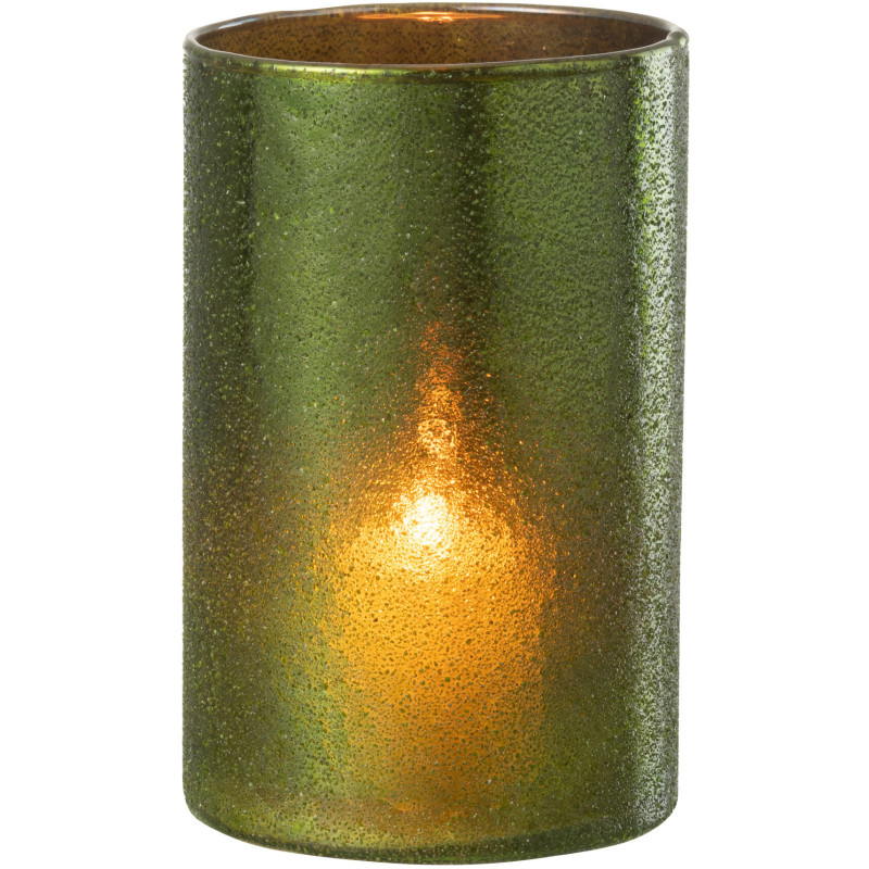 Photophore vert haut effet miroir en verre H20 cm - 2