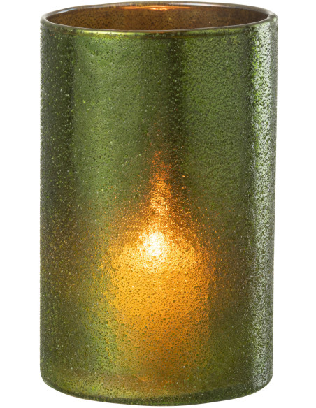 Photophore vert haut effet miroir en verre H20 cm - 2