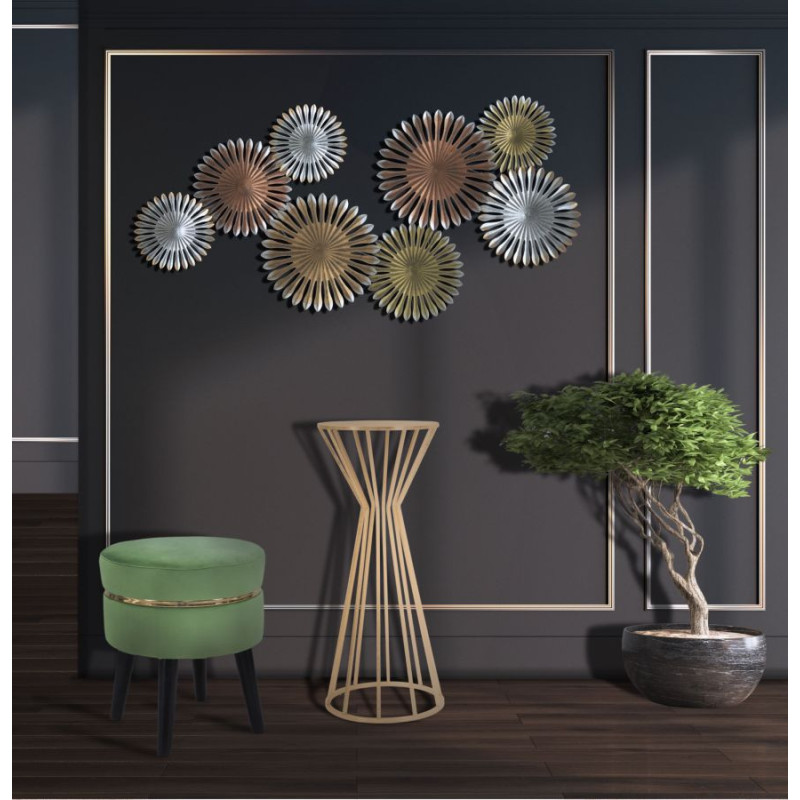 Sellette haute moderne Ronde en Métal Doré Stick 