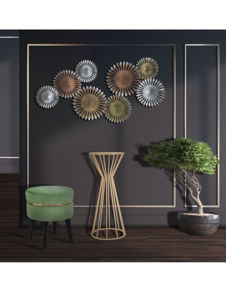 Sellette haute moderne Ronde en Métal Doré Stick 