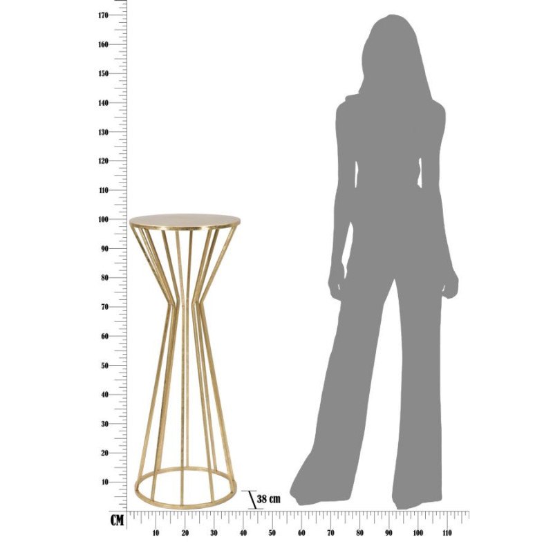 Sellette haute moderne Ronde en Métal Doré Stick 
