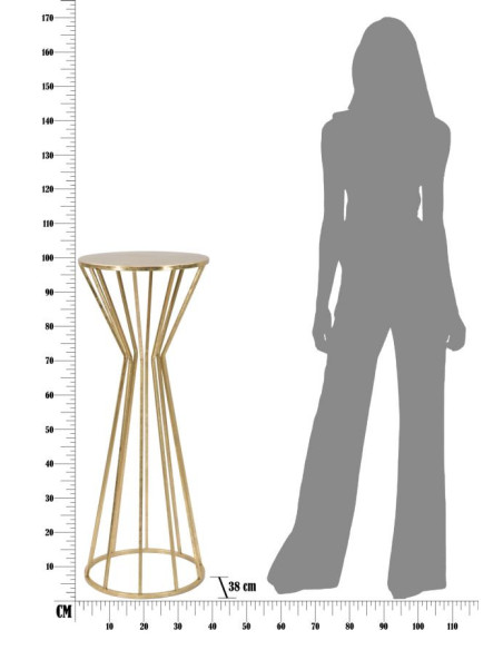 Sellette haute moderne Ronde en Métal Doré Stick 