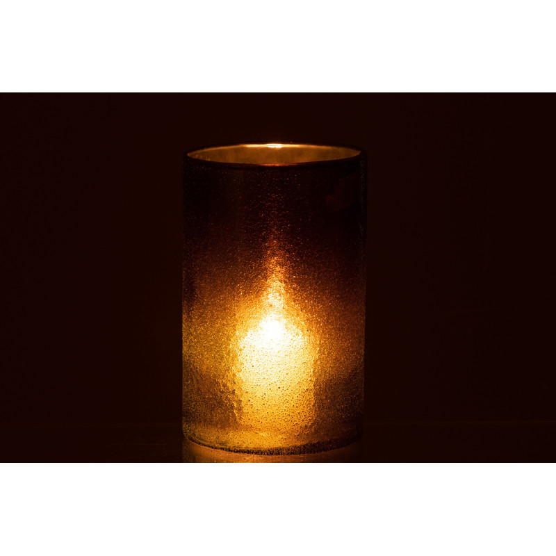 Photophore vert haut effet miroir en verre H20 cm - 3