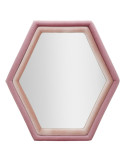 Miroir mural original Hexagonal 75x80 en Velours Rose Bois Tony