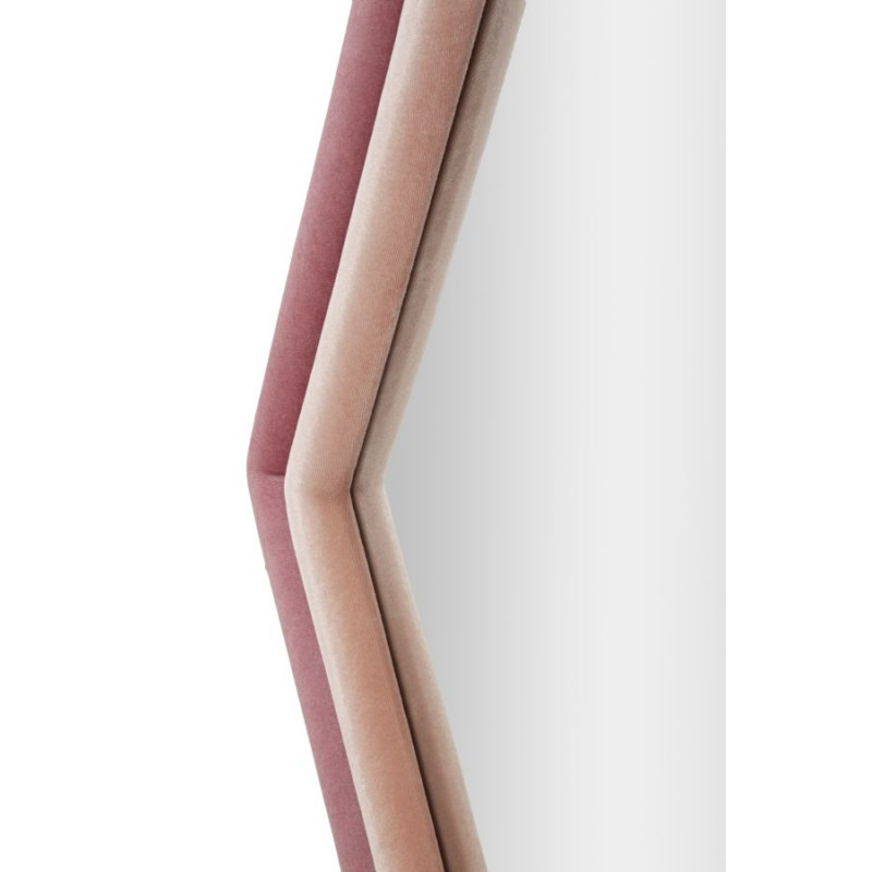 Miroir mural original Hexagonal 75x80 en Velours Rose Bois Tony 
