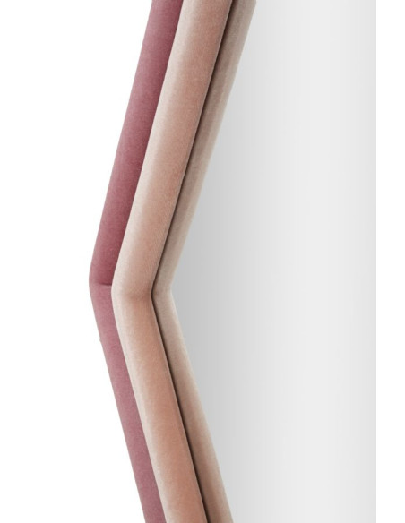 Miroir mural original Hexagonal 75x80 en Velours Rose Bois Tony 
