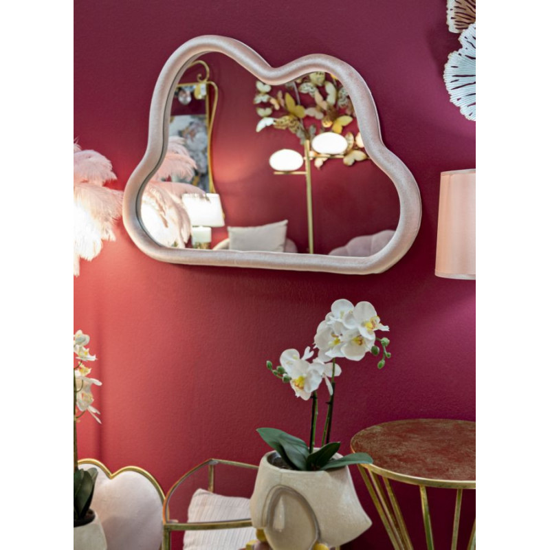 Miroir mural original Nuage 90x60 en Velours Rose Bois Cloud 
