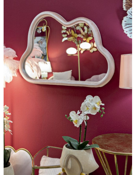 Miroir mural original Nuage 90x60 en Velours Rose Bois Cloud 