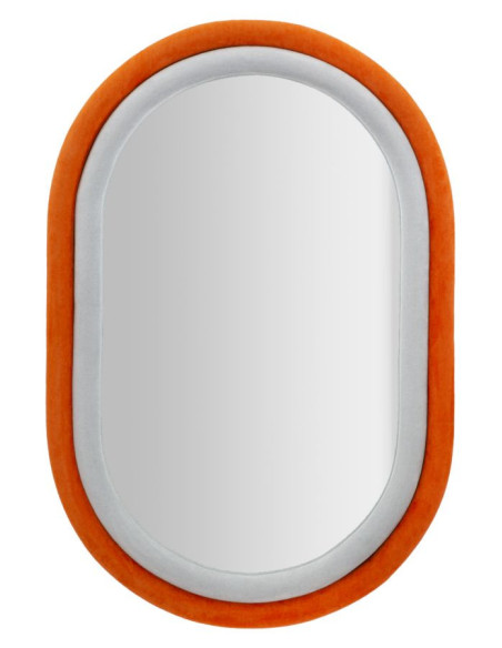 Miroir mural original Ovale 60x90 en Velours Orange Bois Antony 