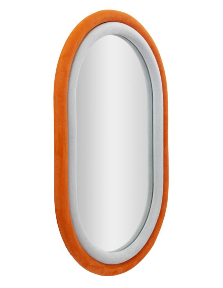 Miroir mural original Ovale 60x90 en Velours Orange Bois Antony 