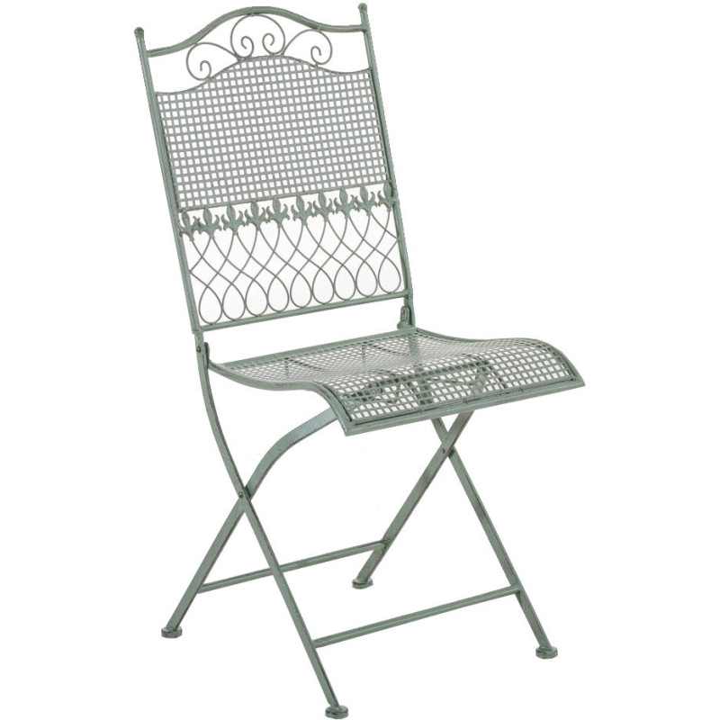 Chaise de jardin Pliante Bettina en Métal Vert vieilli - 1