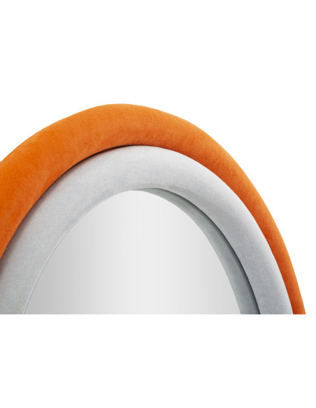 Miroir mural original Ovale 60x90 en Velours Orange Bois Antony 