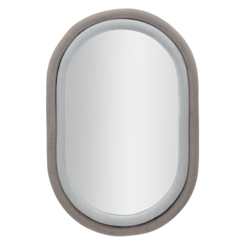 Miroir mural original Ovale 60x90 en Velours Gris Bois Antony 