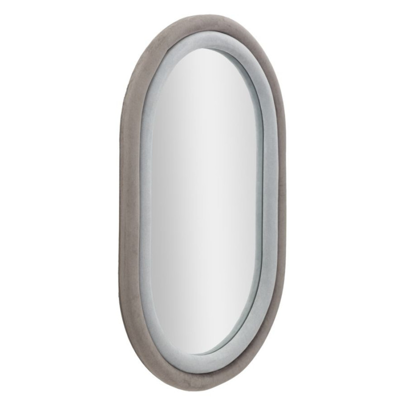 Miroir mural original Ovale 60x90 en Velours Gris Bois Antony 