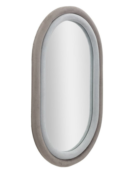 Miroir mural original Ovale 60x90 en Velours Gris Bois Antony 