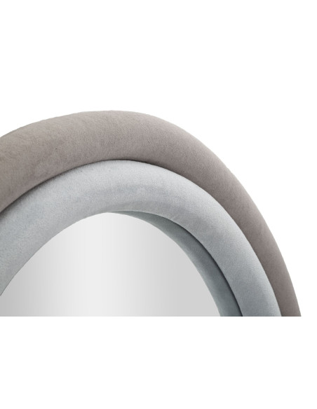 Miroir mural original Ovale 60x90 en Velours Gris Bois Antony 