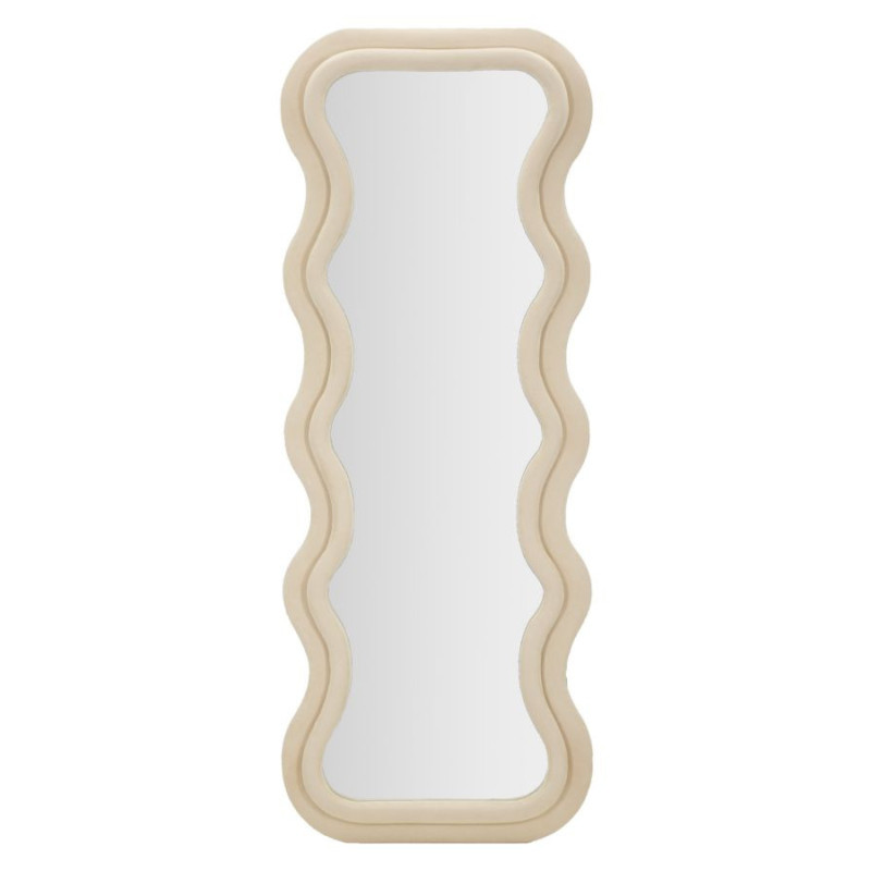 Miroir mural original Irrégulier 60x160 en Velours Blanc crème Bois Emily 