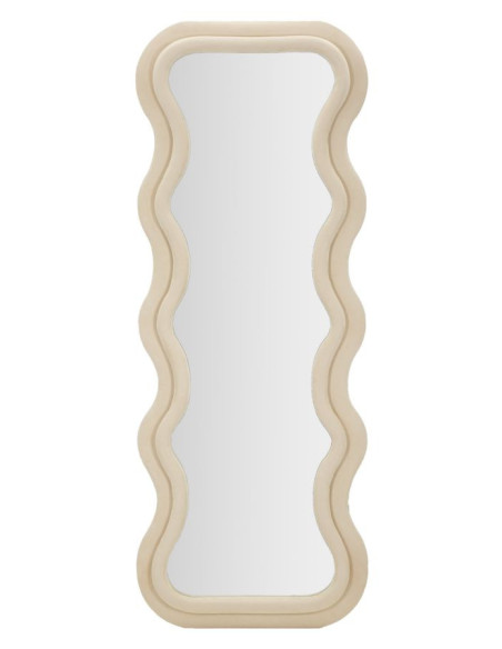 Miroir mural original Irrégulier 60x160 en Velours Blanc crème Bois Emily 