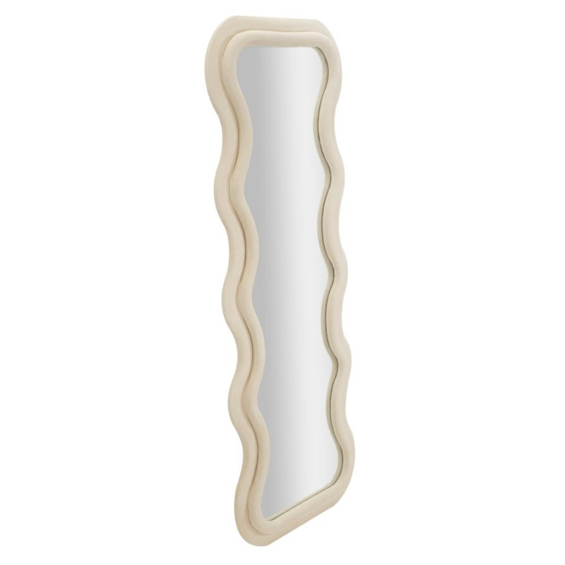 Miroir mural original Irrégulier 60x160 en Velours Blanc crème Bois Emily 