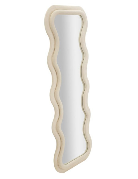 Miroir mural original Irrégulier 60x160 en Velours Blanc crème Bois Emily 