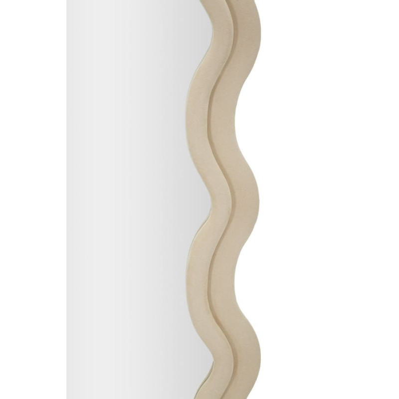 Miroir mural original Irrégulier 60x160 en Velours Blanc crème Bois Emily 