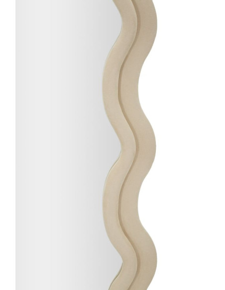 Miroir mural original Irrégulier 60x160 en Velours Blanc crème Bois Emily 
